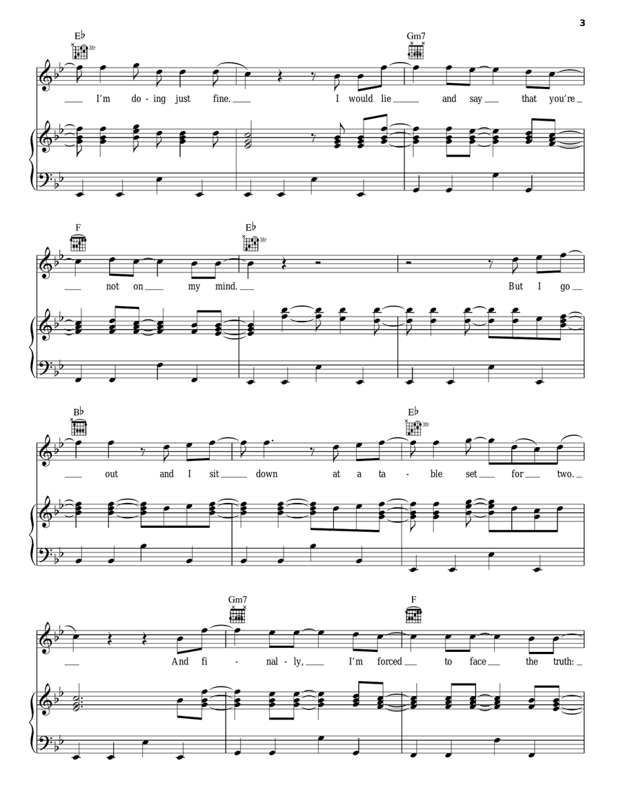 Not Over You Piano, Vocal, Guitar scores gallery preview page 3