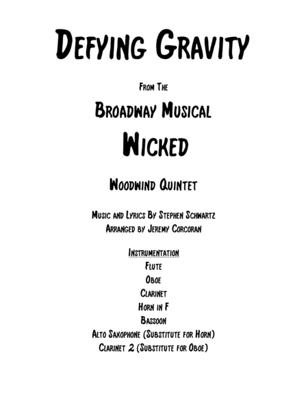 Defying Gravity for Woodwind Quintet image number null