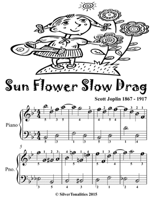Book cover for Sun Flower Slow Drag Easiest Piano Sheet Music for Beginner Pianists 2nd Edition