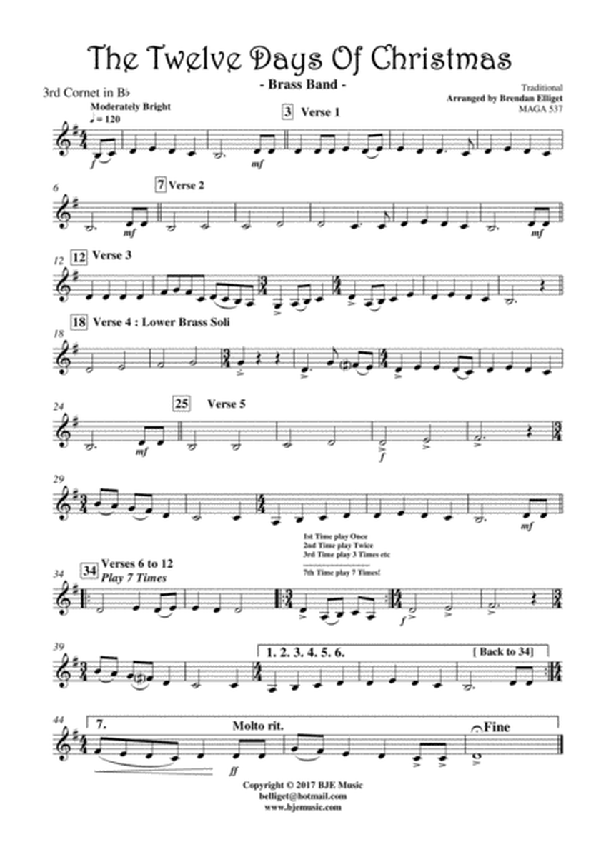 The Twelve Days of Christmas - Brass Band Score and Parts PDF image number null