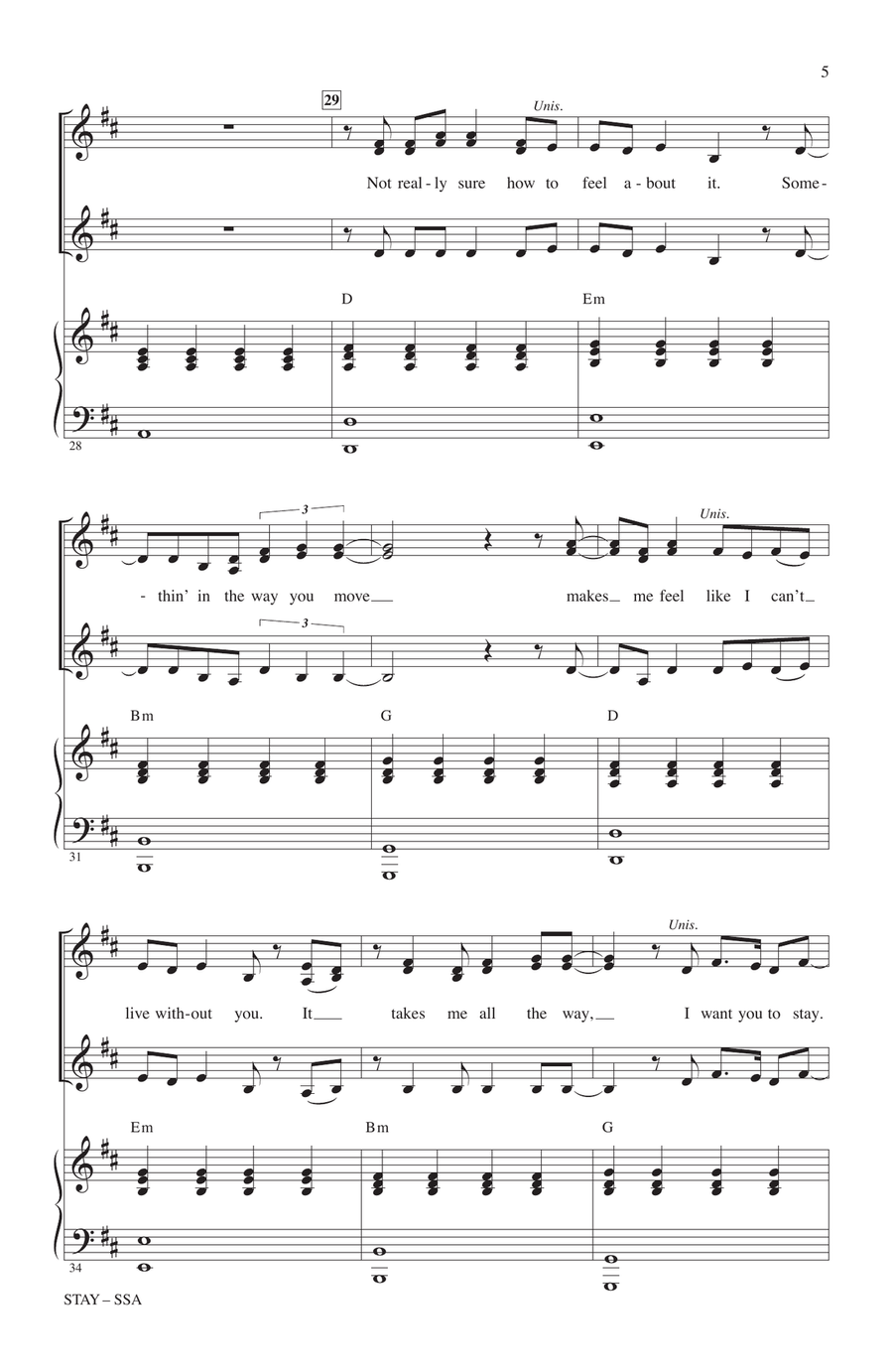Stay (arr. Mark Brymer) SSA scores gallery preview page 4