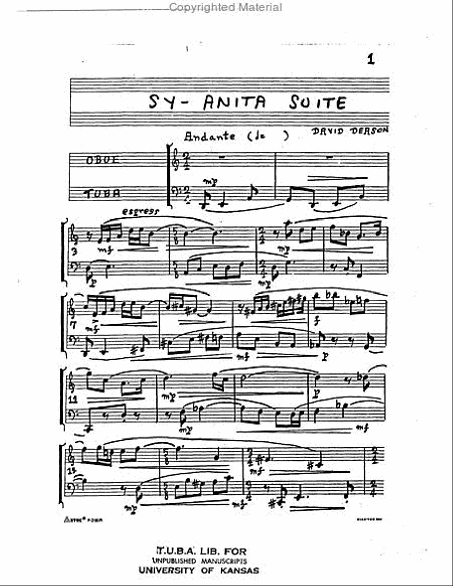 Sy-Anita for Tuba and Oboe Oboe scores gallery preview page 2