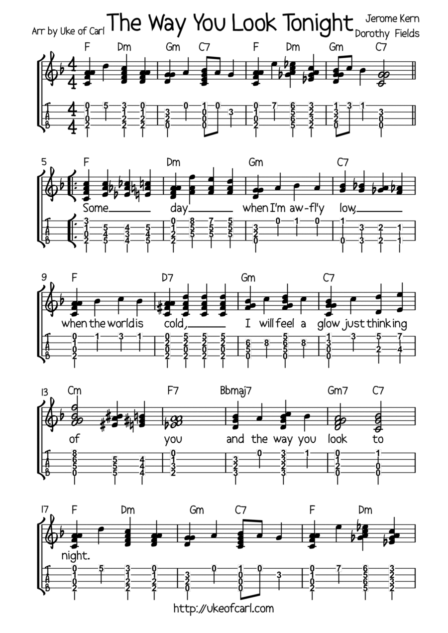 The Way You Look Tonight Ukulele scores gallery preview page 1