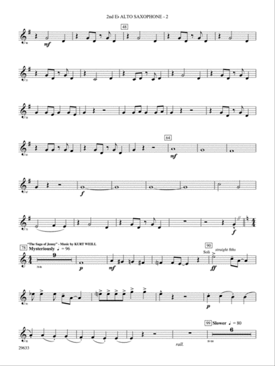 A Tribute to Kurt Weill: 2nd E-flat Alto Saxophone Concert Band scores gallery preview page 2
