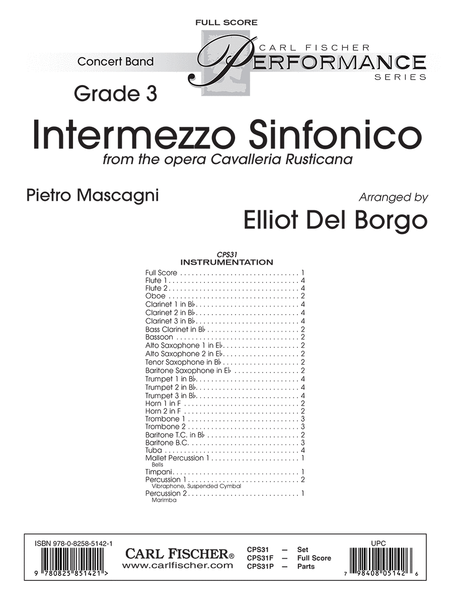 Intermezzo Sinfonico, From The Opera 'Cavalleria Rusticana' Concert Band scores gallery preview page 1