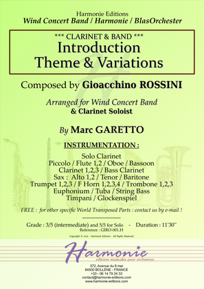 Introduction, Theme & Variations - for Solo Clarinet & Wind Concert Band