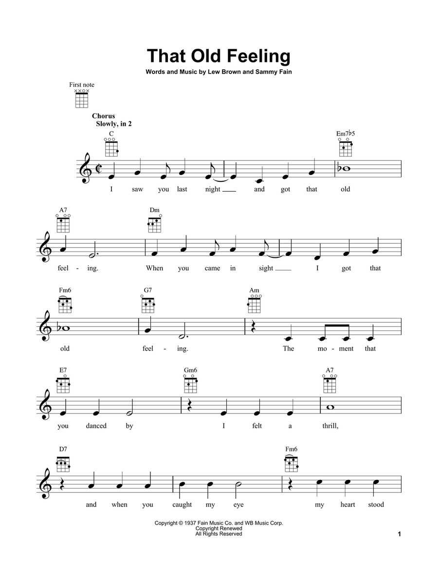 That Old Feeling That Old Feeling Ukulele scores gallery preview page 1