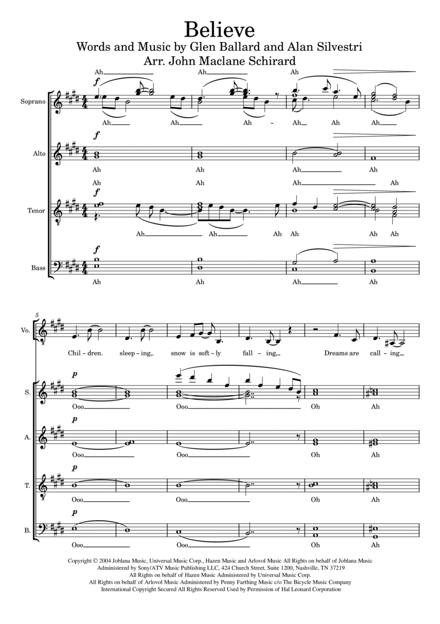 Believe 4-Part scores gallery preview page 1