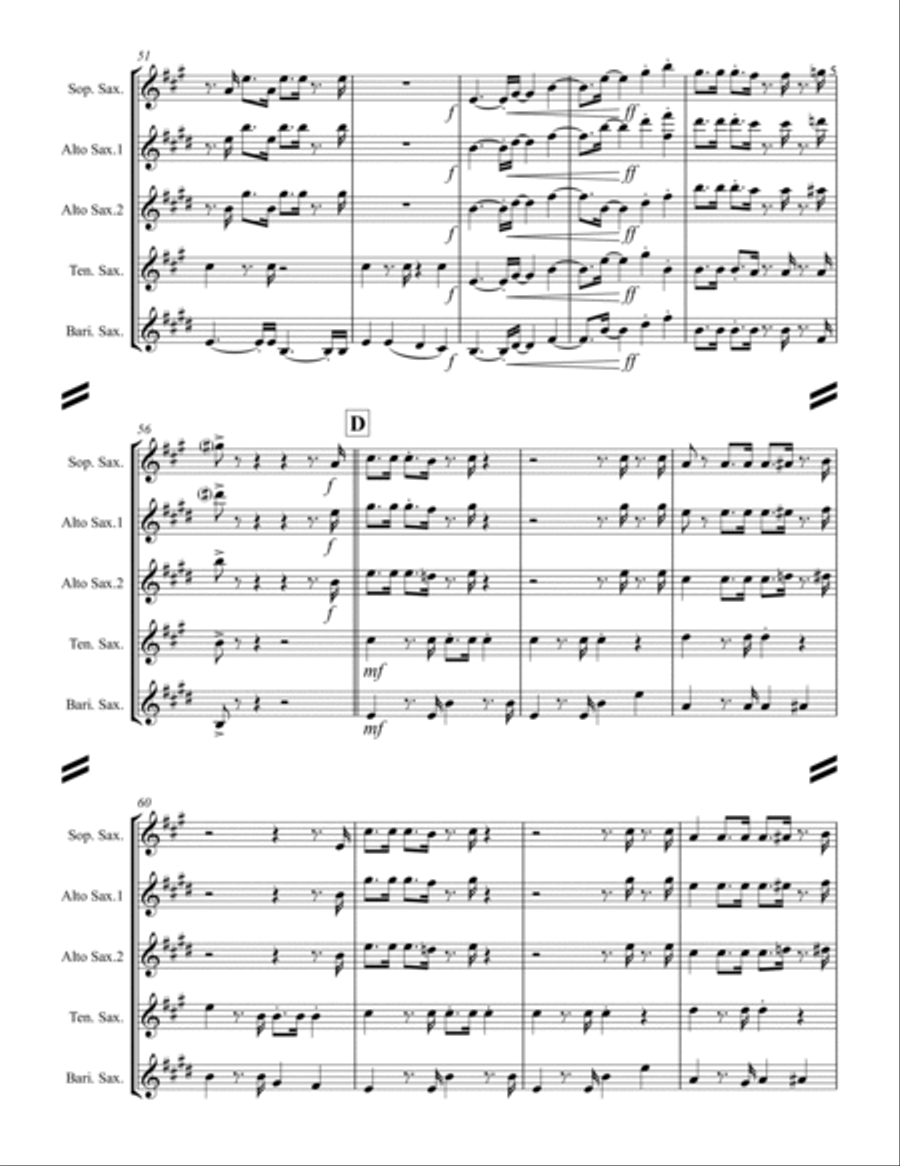 The Mexican Shuffle Saxophone Quartet scores gallery preview page 6