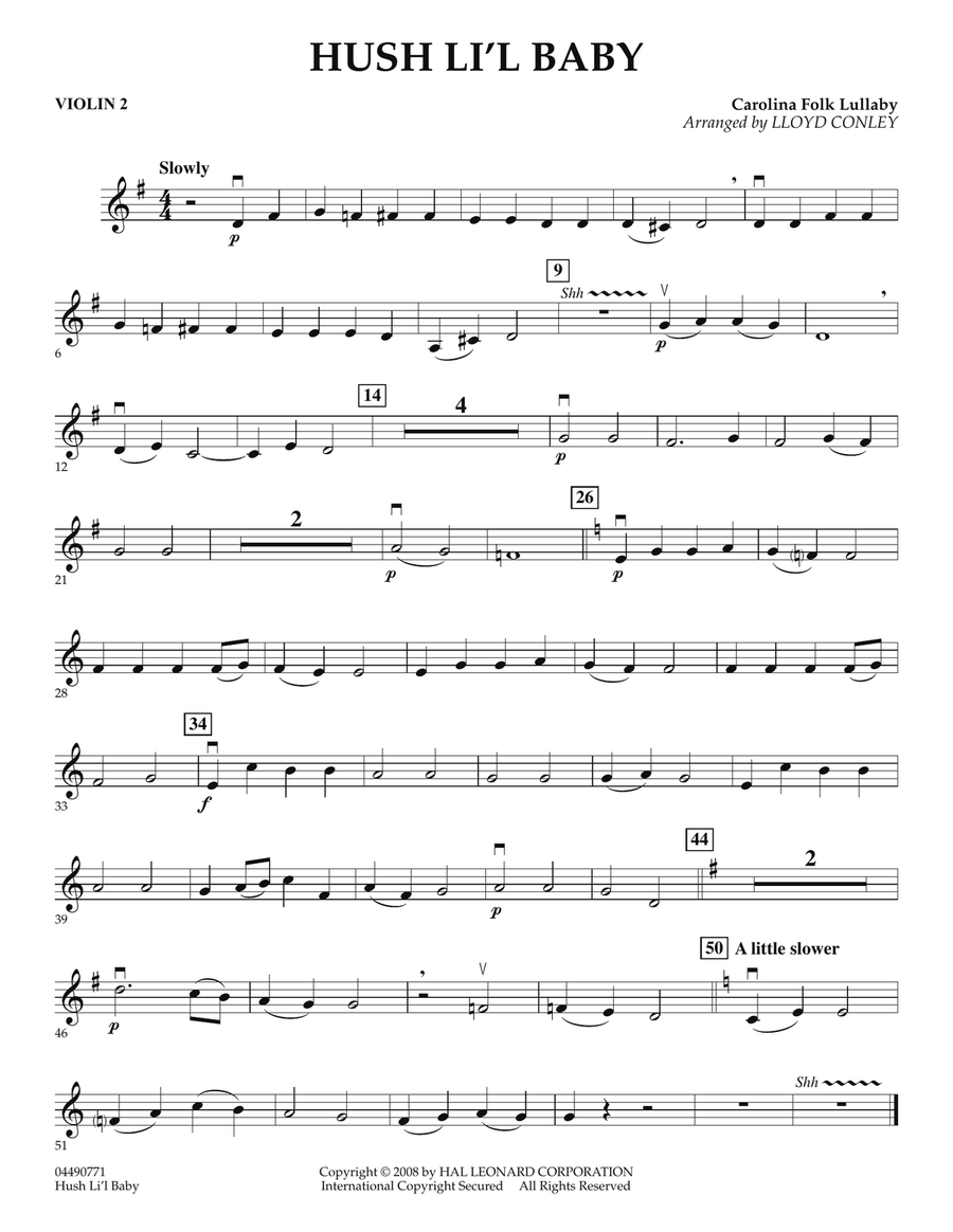Hush Li'l Baby - Violin 2 Orchestra scores gallery preview page 1
