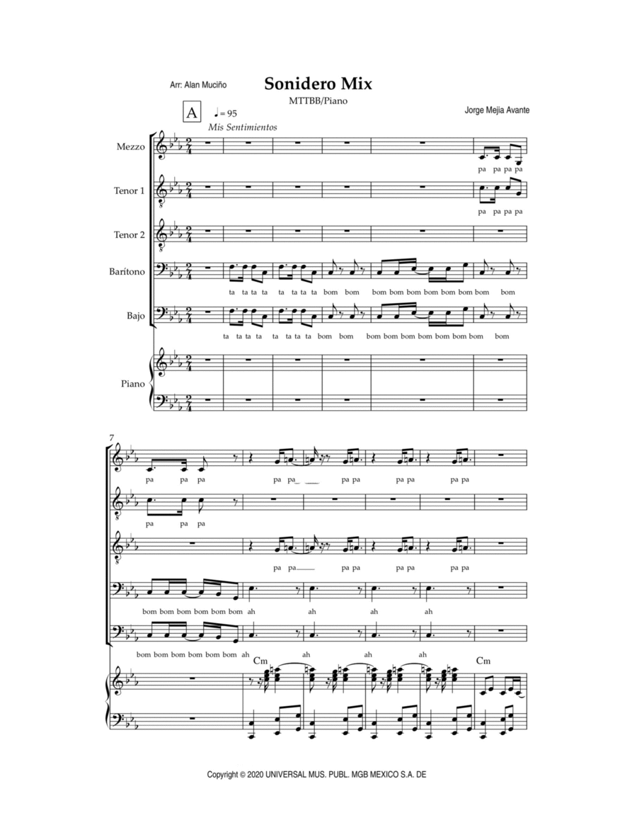 Mis Sentimientos Choir scores gallery preview page 1