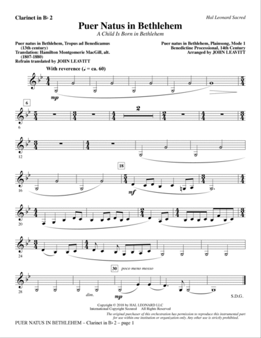 A Midnight Clear (A Cantata For Christmas) - Bb Clarinet 2 Choir scores gallery preview page 4