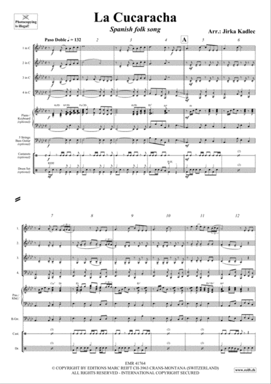 La Cucaracha Bass Guitar scores gallery preview page 3