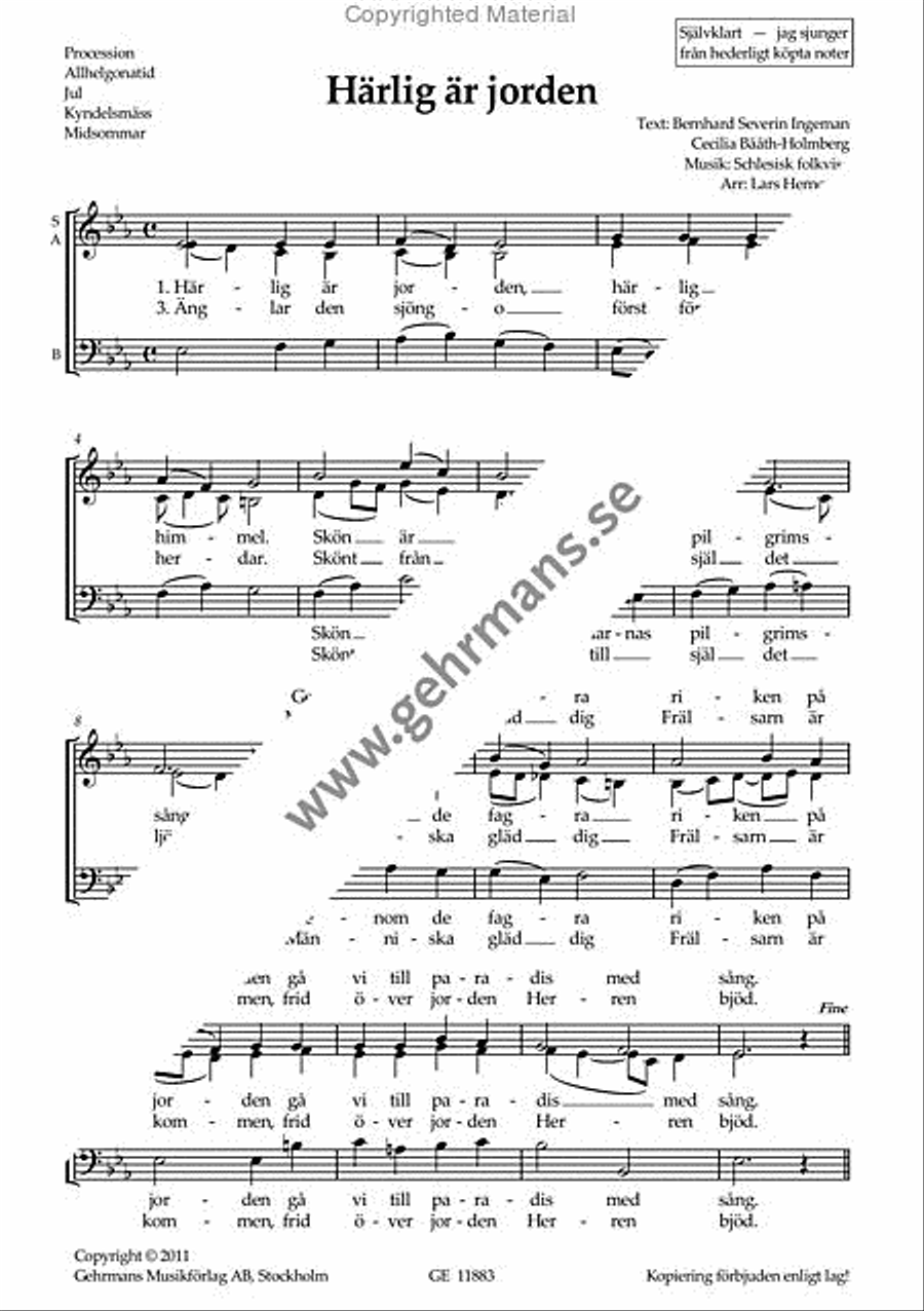 Se hur vintenattens morker / Harlig ar jorden 3-Part scores gallery preview page 3