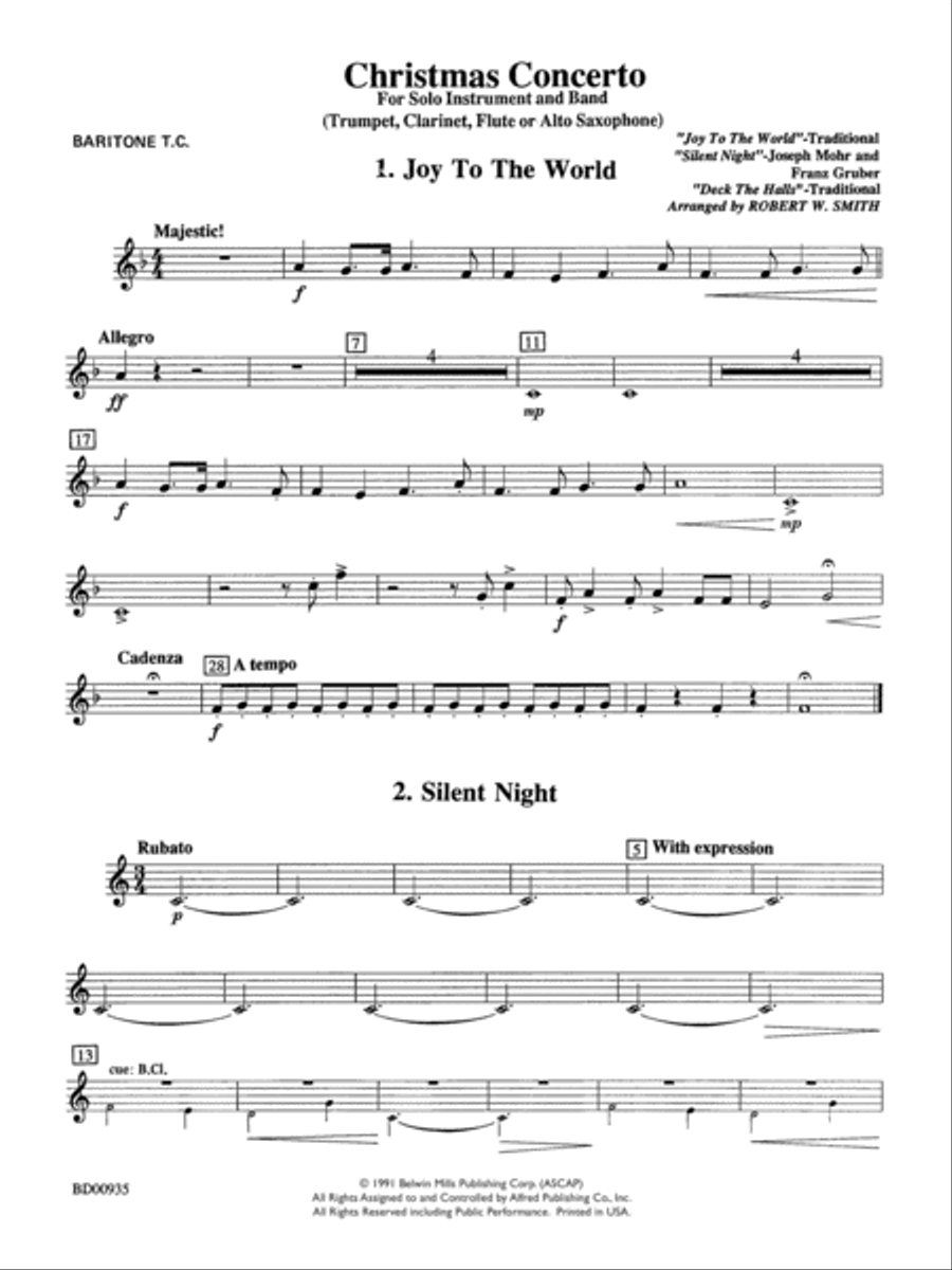 Christmas Concerto (Solo Trumpet, Clarinet, Flute, or Alto Saxophone and Band): Baritone T.C. Concert Band scores gallery preview page 1
