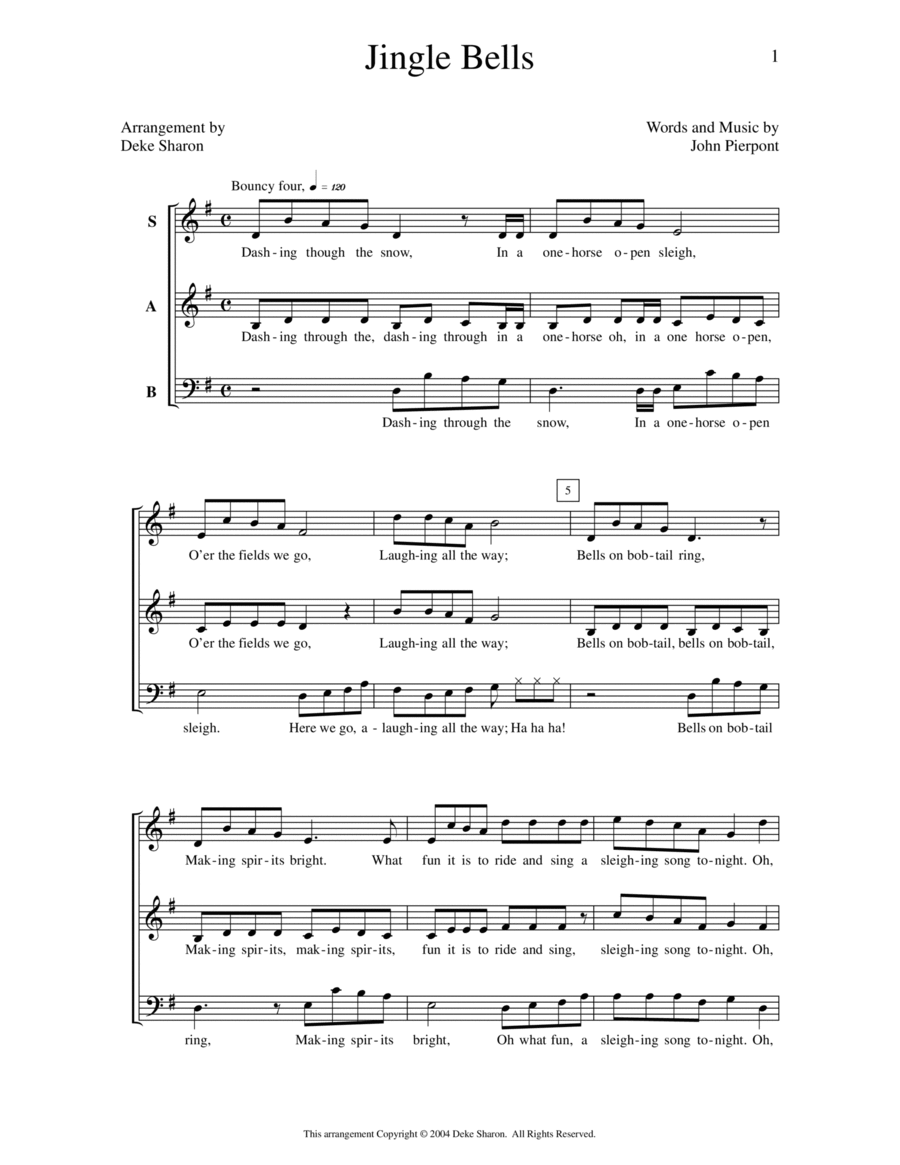 Jingle Bells 3-Part scores gallery preview page 1