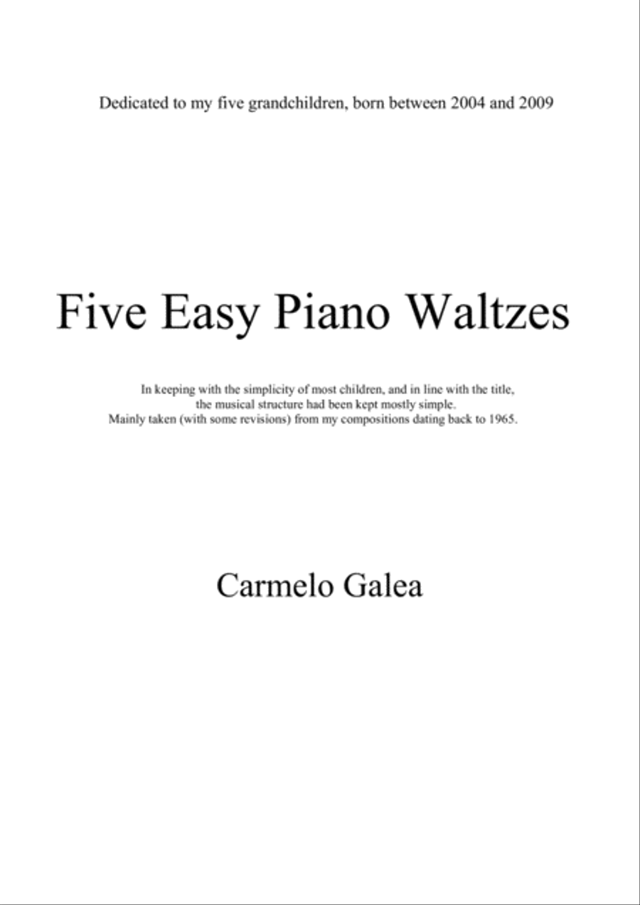 Five Easy Piano Waltzes Easy Piano scores gallery preview page 1