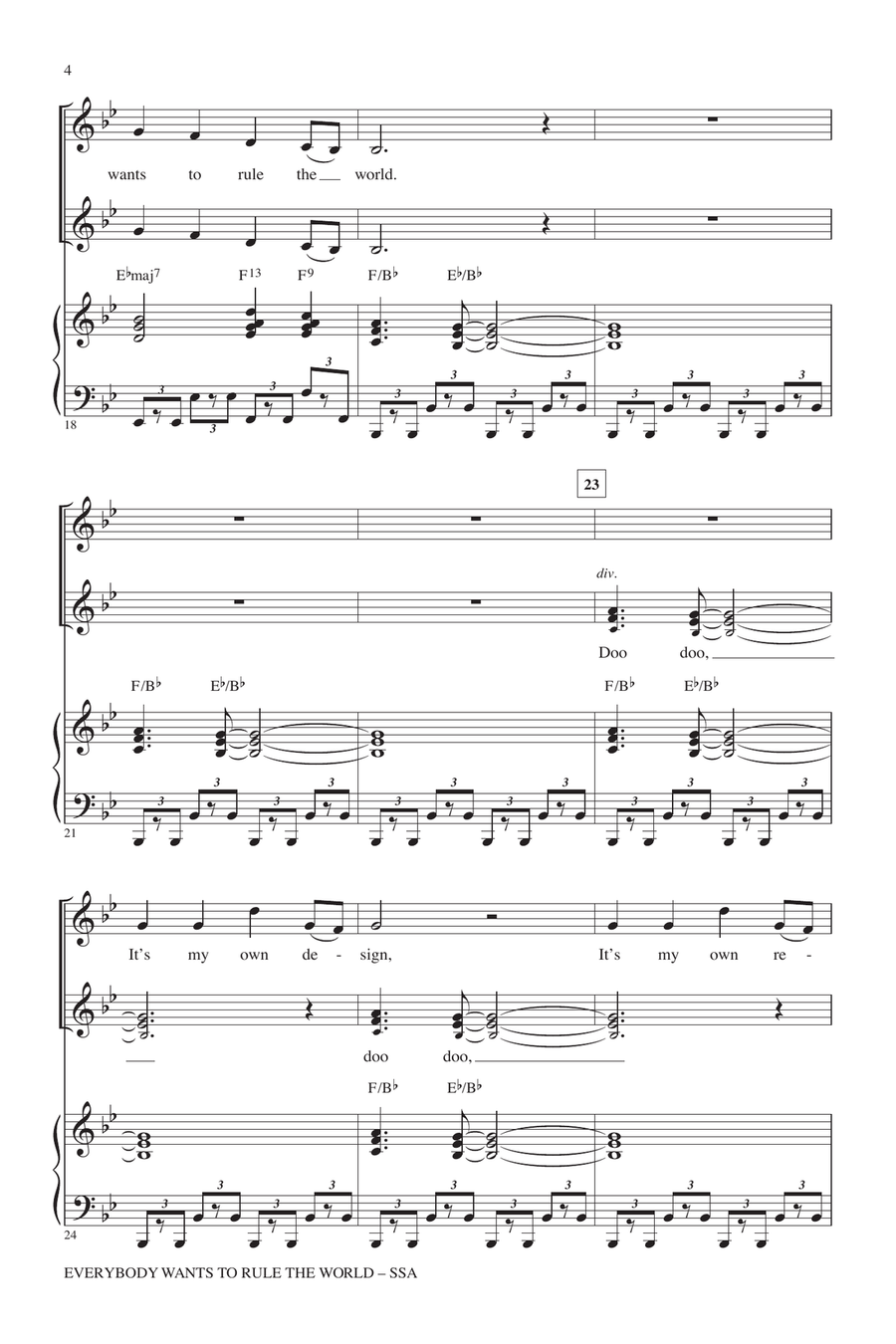 Everybody Wants To Rule The World SSA scores gallery preview page 3