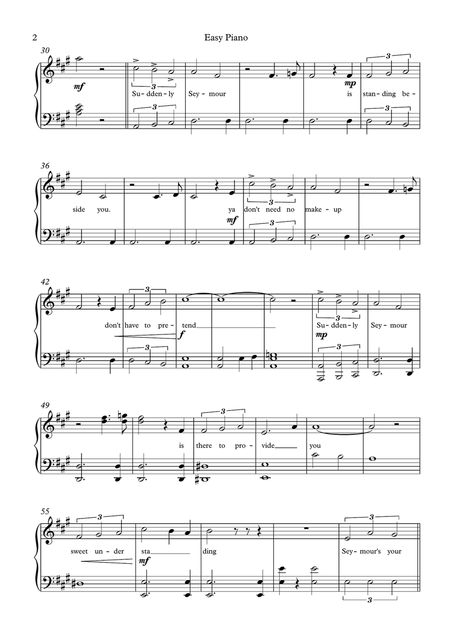 Suddenly Seymour Easy Piano scores gallery preview page 2