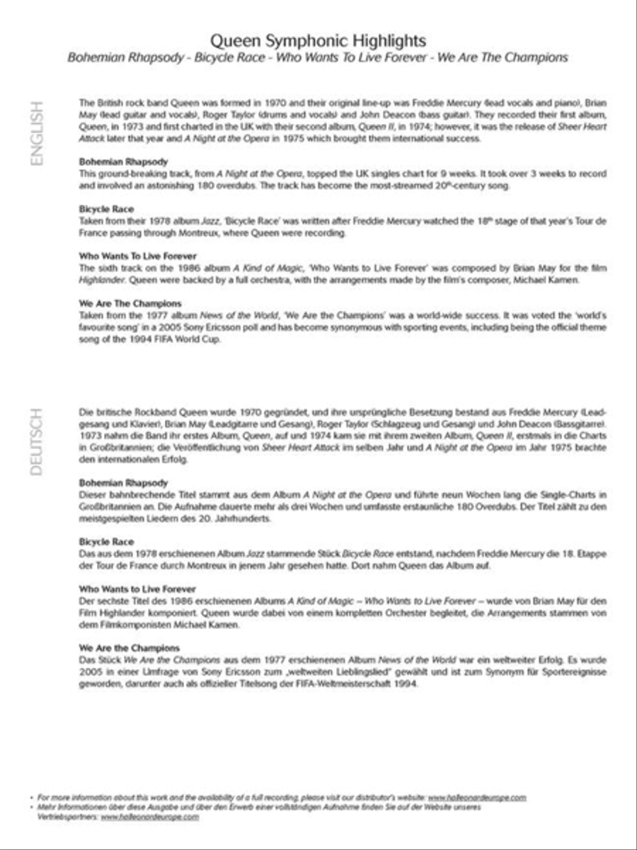 Queen Symphonic Highlights Fanfare Band scores gallery preview page 3