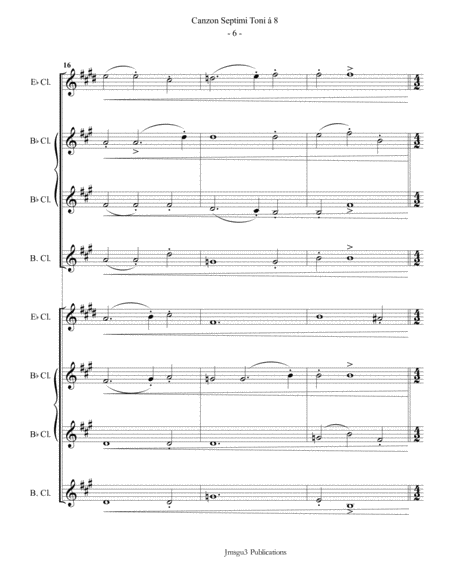 Gabrieli: Canzon Septimi Toni Ch. 172 for Clarinet Choir image number null