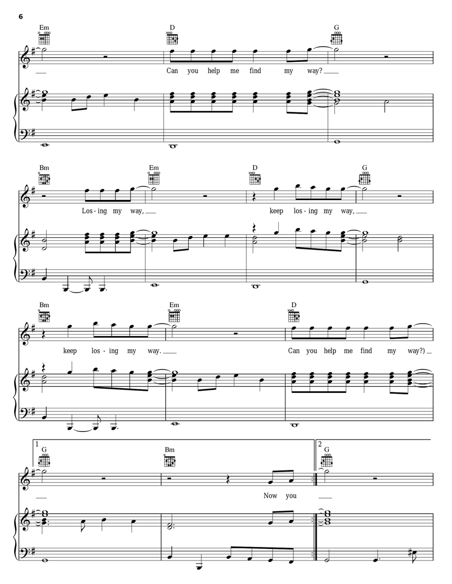 Losing My Way Piano, Vocal, Guitar scores gallery preview page 6