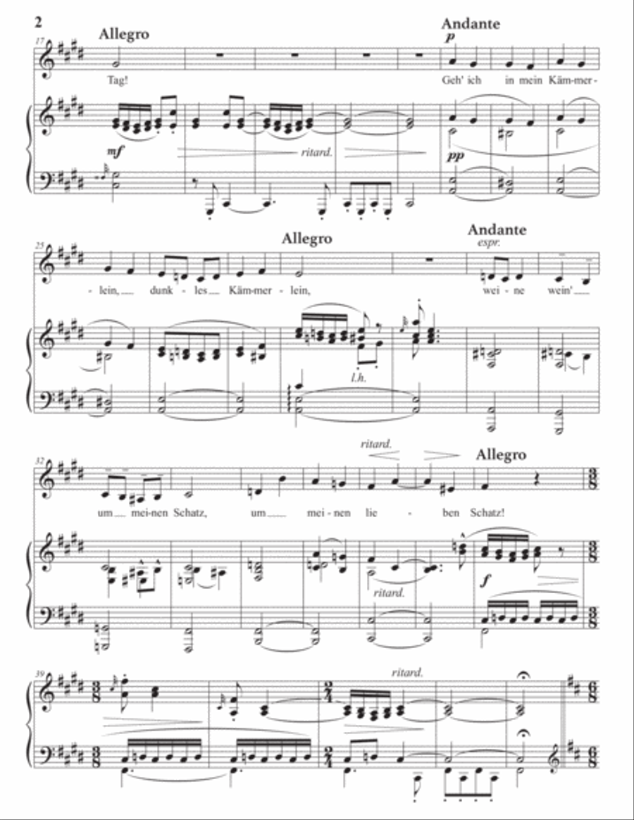 MAHLER: Wenn mein Schatz Hochzeit macht (transposed to C-sharp minor) Voice scores gallery preview page 3