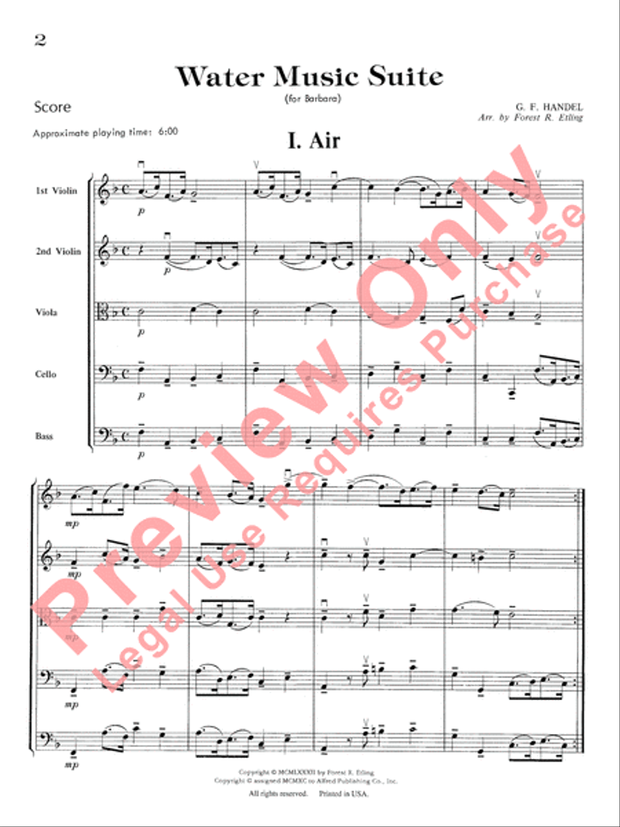 Water Music Suite String Orchestra scores gallery preview page 3