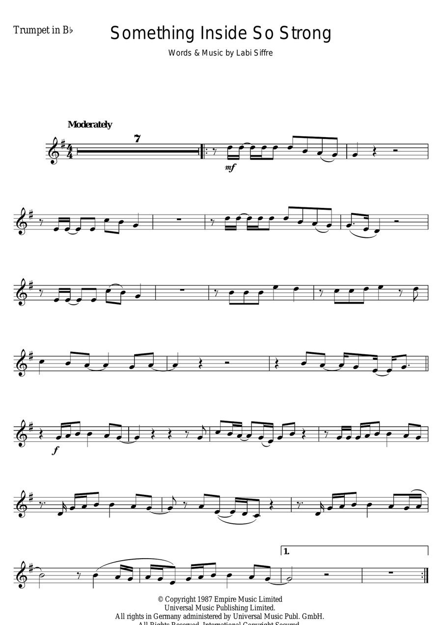 (Something Inside) So Strong Trumpet Solo scores gallery preview page 1