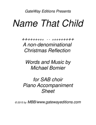 Name That Child SAB Piano Accomp. ONLY