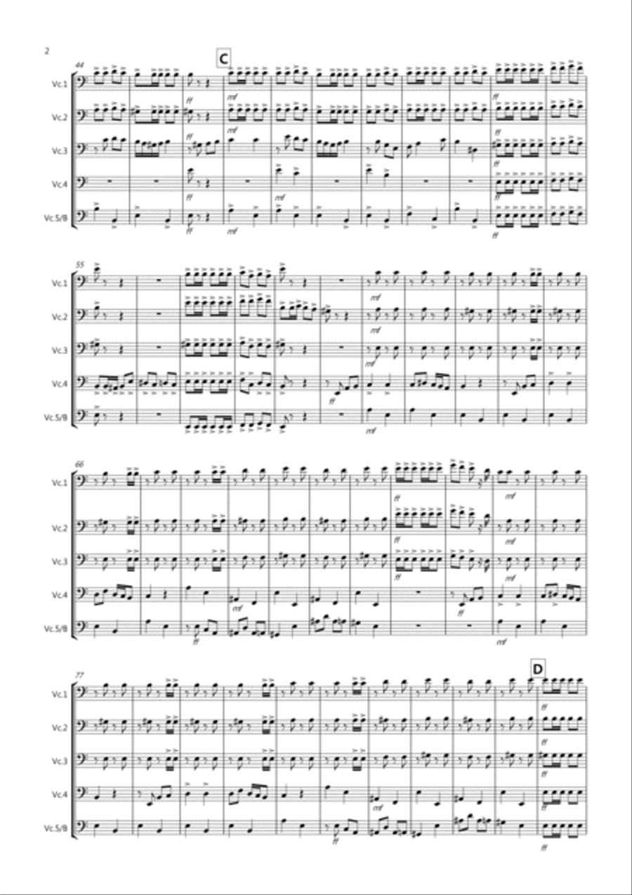 Flamenco Fantastico for Cello Quintet Flamenco Fantastico for Cello Quintet Cello Solo scores gallery preview page 2
