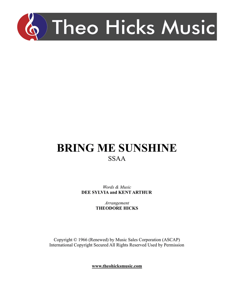 Bring Me Sunshine SSAA scores gallery preview page 1