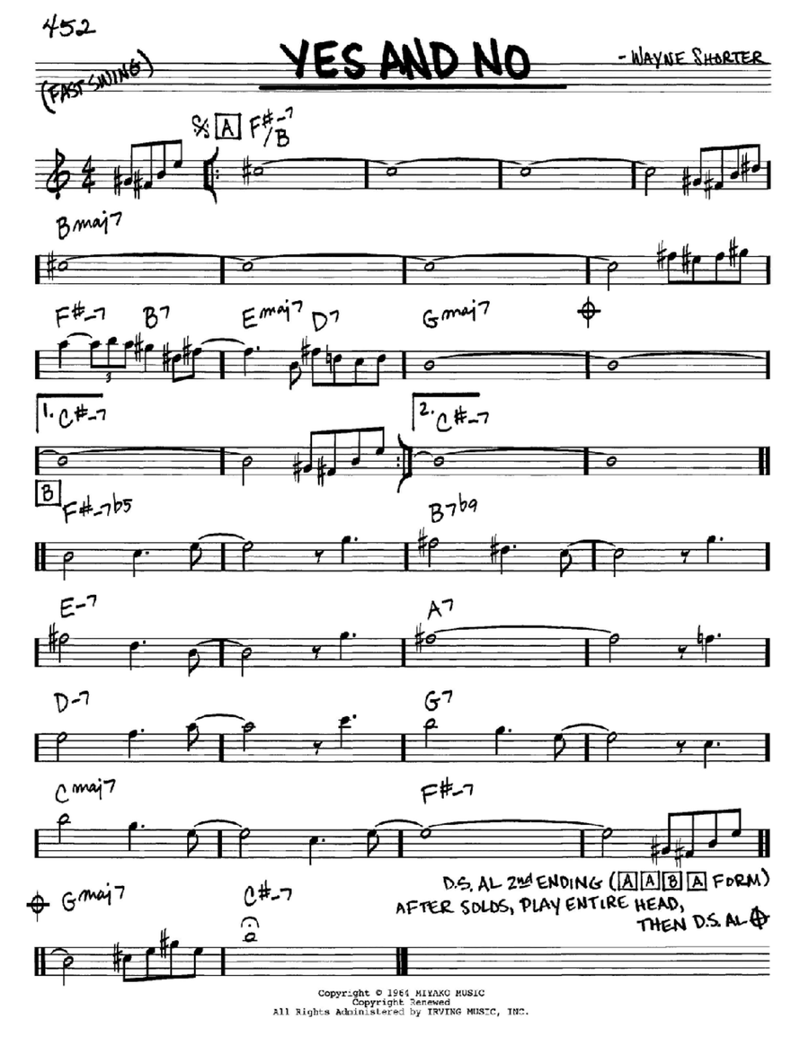 Yes And No E-Flat Instrument scores gallery preview page 1