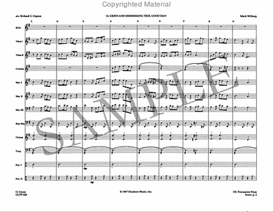 O Green and Shimmering Tree, Good Day! Percussion Ensemble scores gallery preview page 3