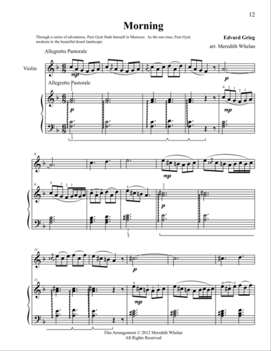 Classical Duets for Violin & Piano: Morning Violin scores gallery preview page 1