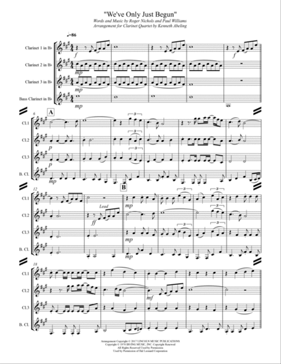 We've Only Just Begun Woodwind Quartet scores gallery preview page 2