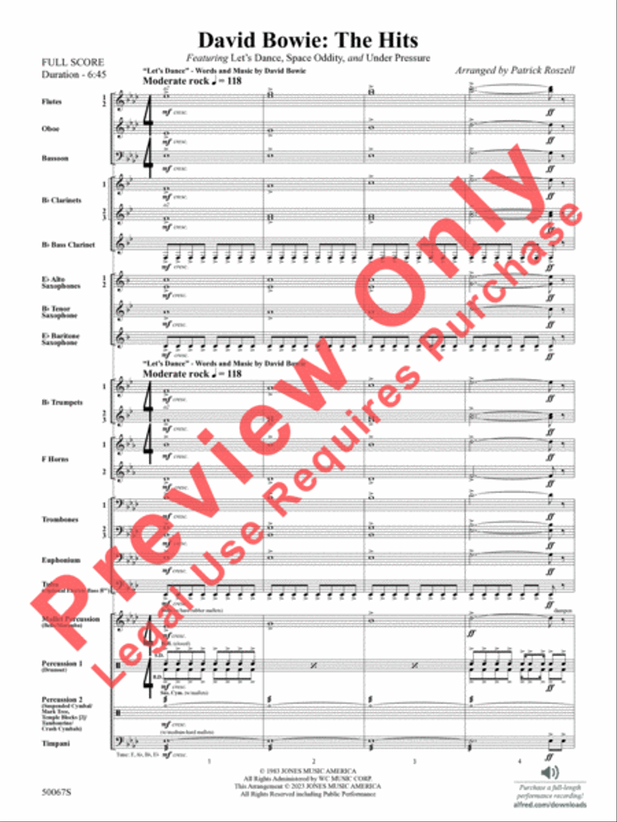 David Bowie -- The Hits David Bowie -- The Hits Concert Band scores gallery preview page 3