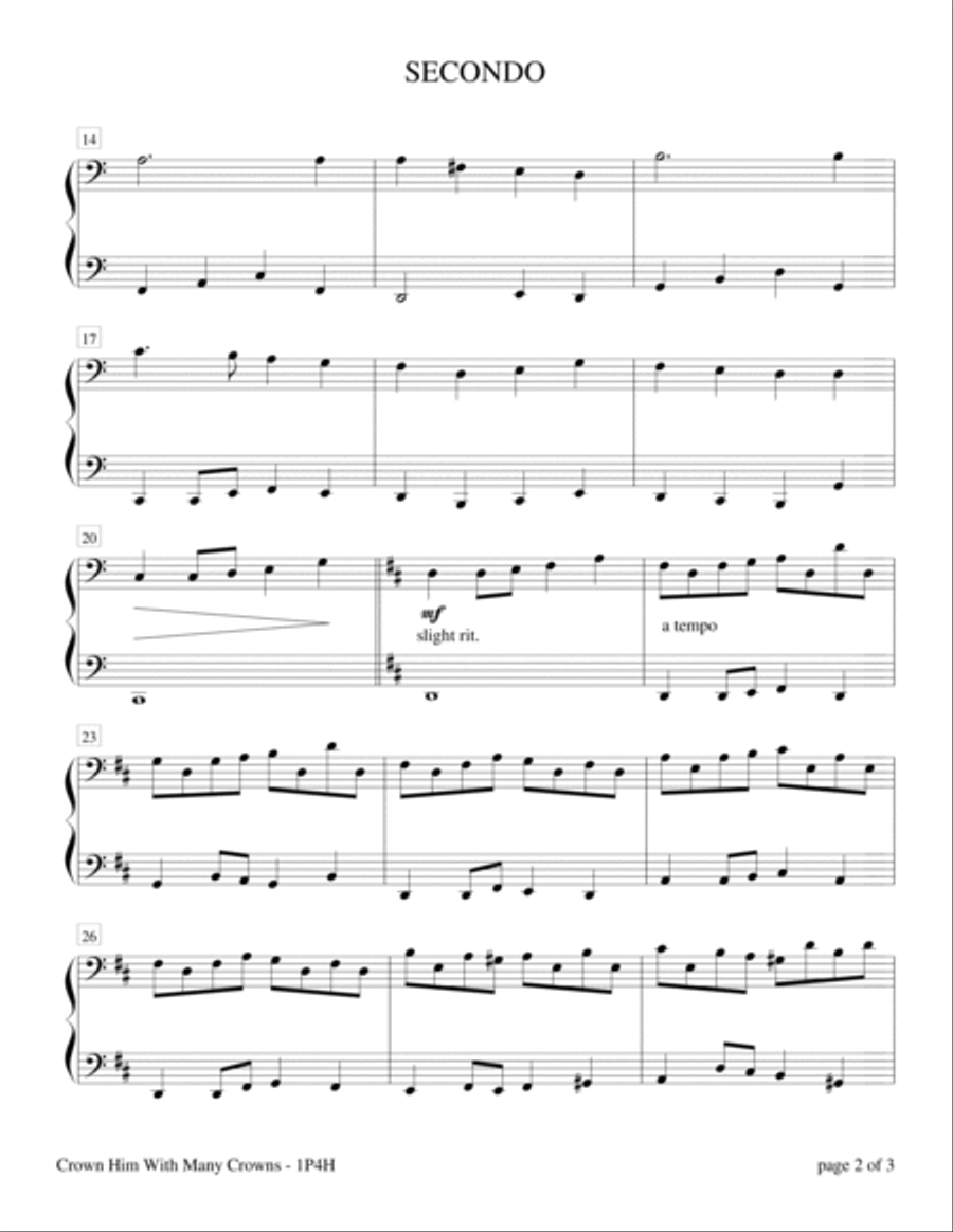Crown Him With Many Crowns (1 Piano, 4 Hands Duet) 1 Piano, 4-Hands scores gallery preview page 3
