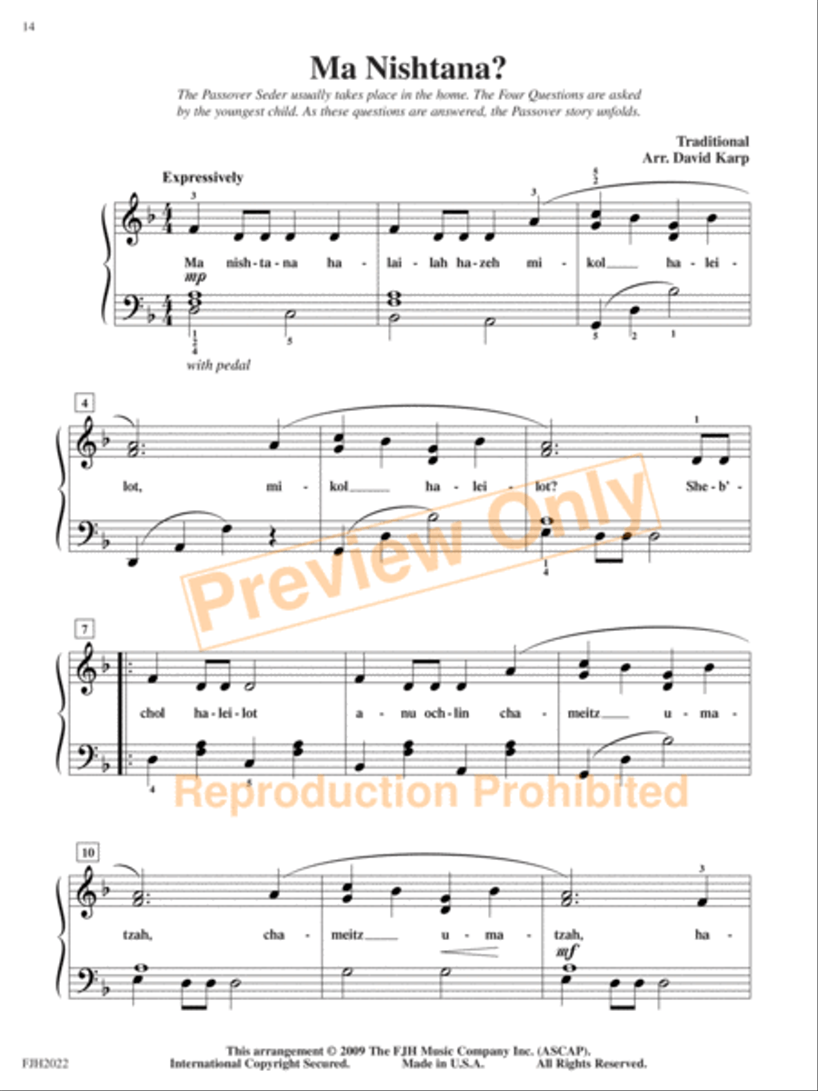Jewish Festival and Folk Songs, Book Three Piano Method scores gallery preview page 5