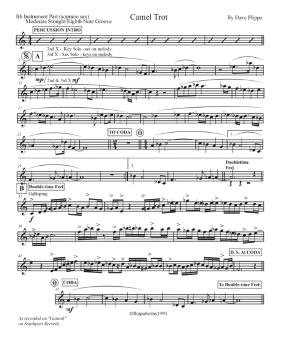 CAMEL TROT - The Globaljazz Series - Middle Eastern / Latin jazz fusion - Key, Bb, Bass Parts and Jazz Ensemble scores gallery preview page 5