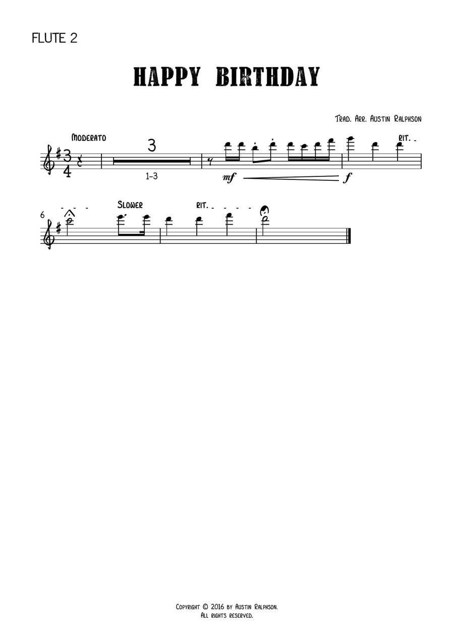 Happy Birthday - flute choir / flute ensemble Flute Choir scores gallery preview page 6