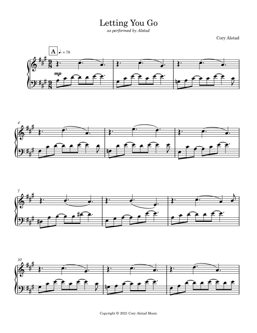 Letting You Go Letting You Go Piano Solo scores gallery preview page 1