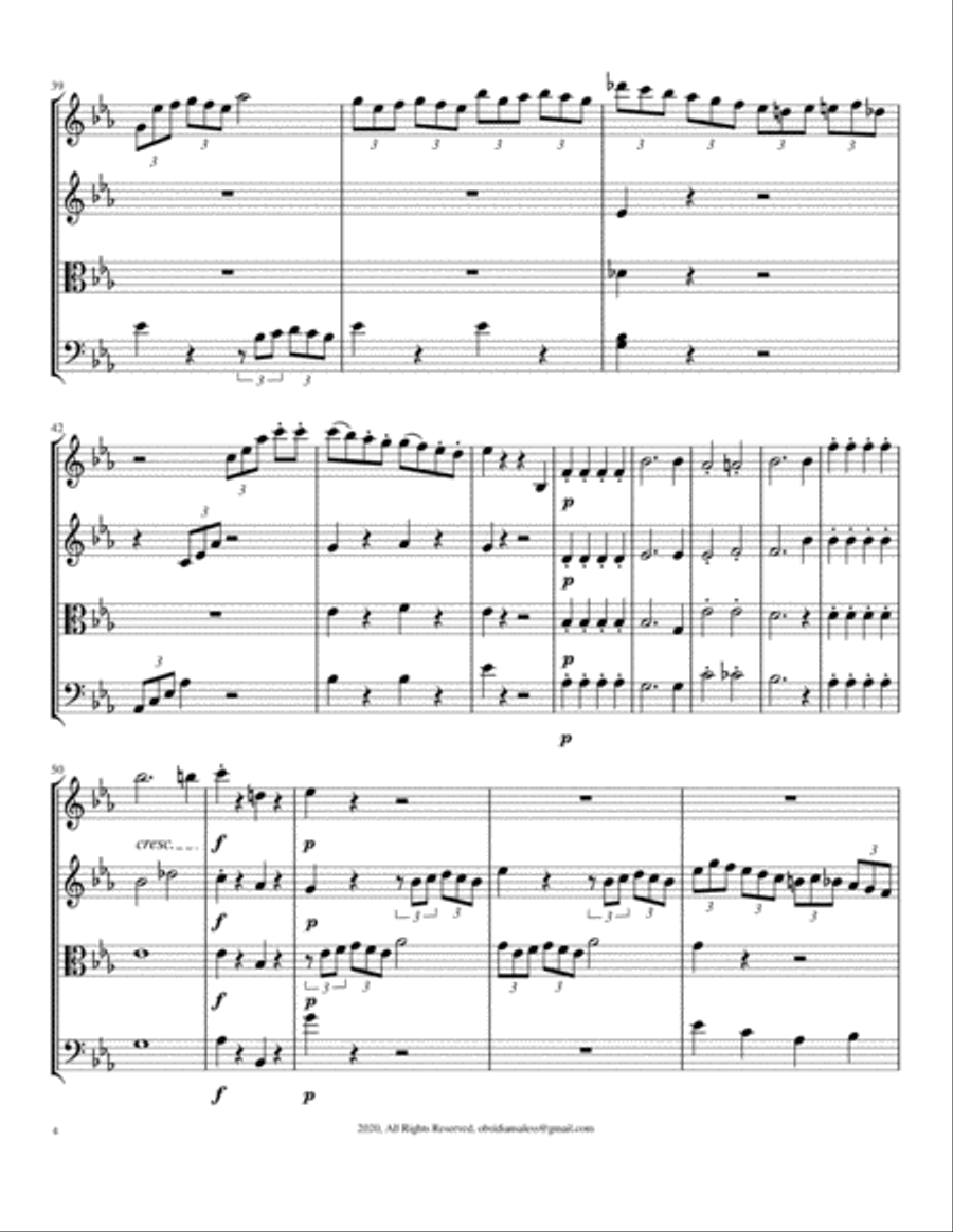 Beethoven: 'Pathetique' Sonata no.8, Rondo Allegro, for String Quartet String Quartet scores gallery preview page 6