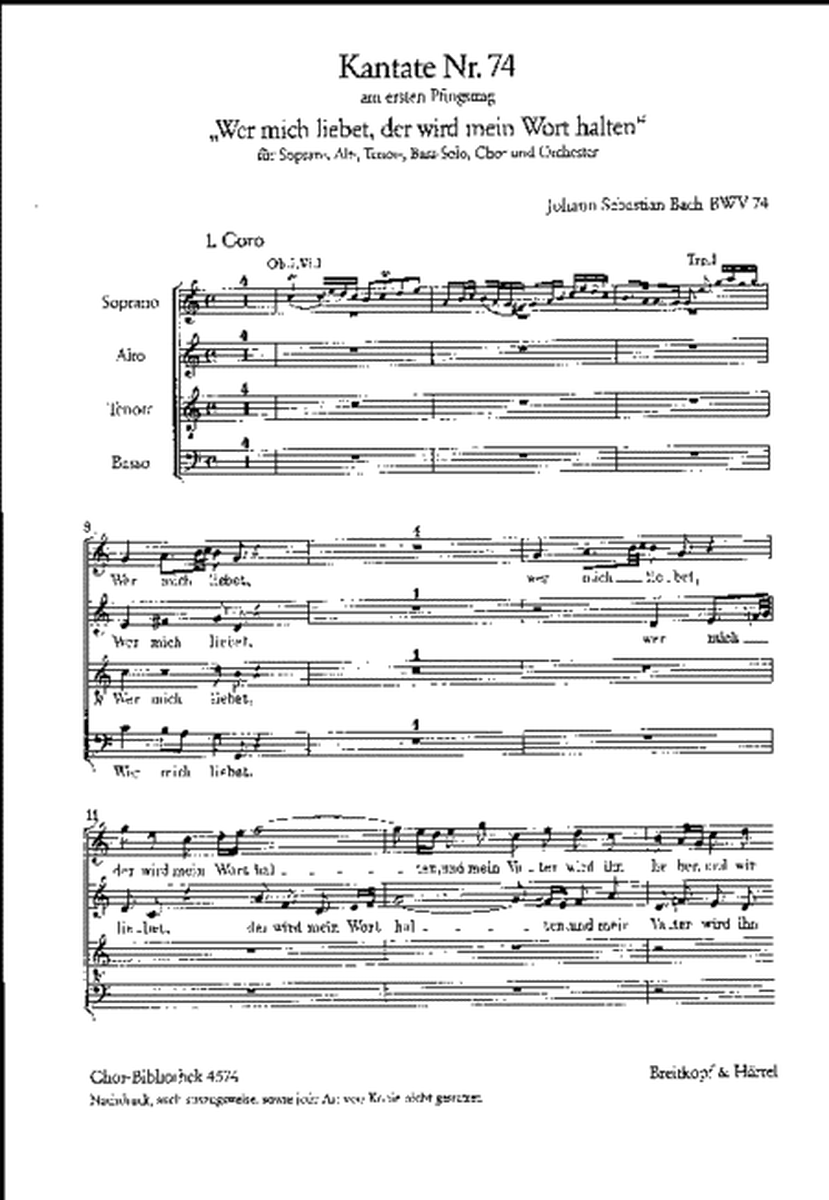 Cantata BWV 74 Wer mich liebet, der wird mein Wort halten