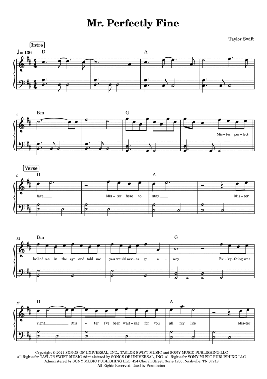 Mr. Perfectly Fine Mr. Perfectly Fine Voice scores gallery preview page 1