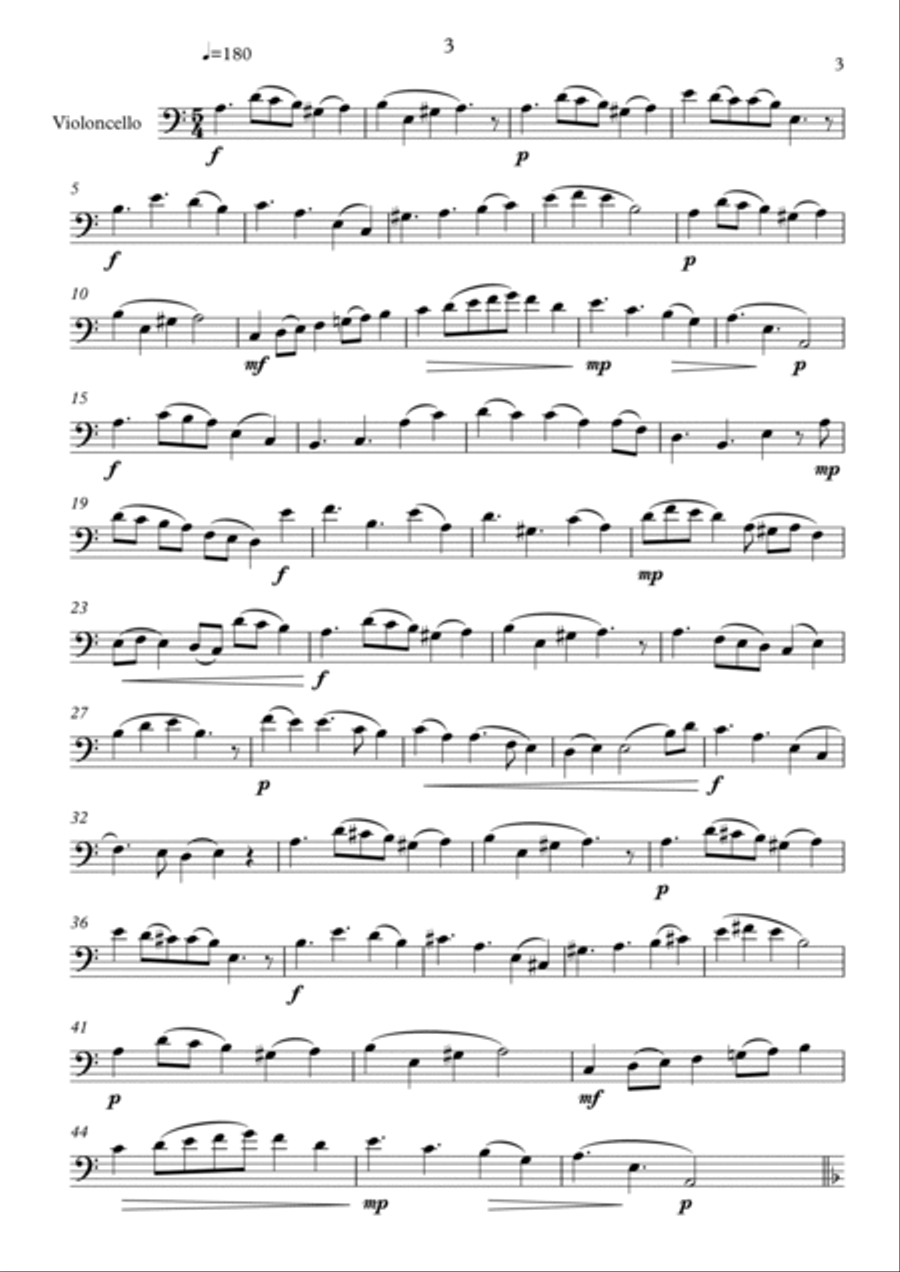 Five Unaccompanied 'Cello Solos - Intermediate Cello Solo scores gallery preview page 3
