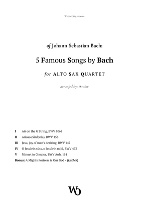 5 Famous Songs by Bach for Alto Sax Quartet