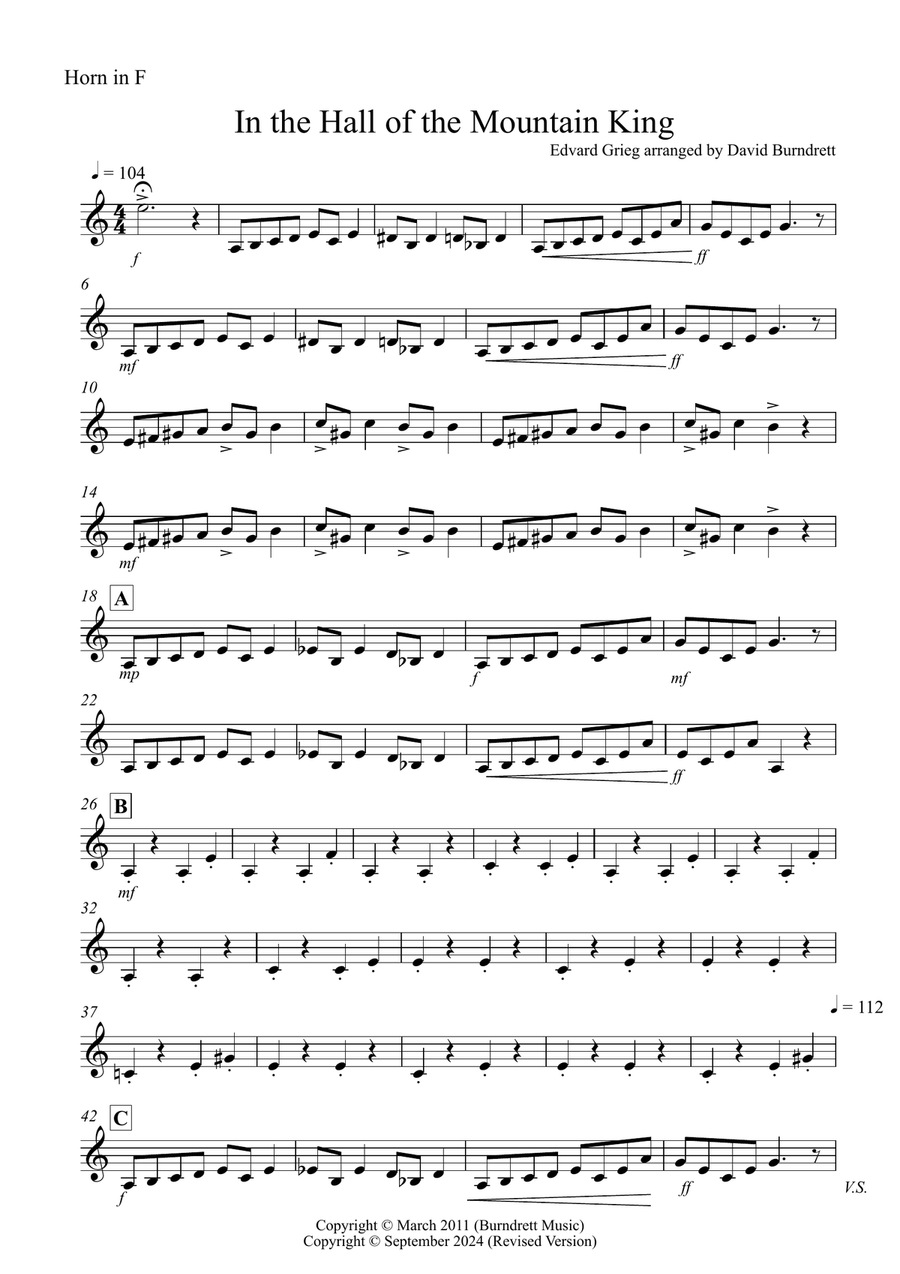 In the Hall of the Mountain King for Horn and Violin Duet Horn scores gallery preview page 5