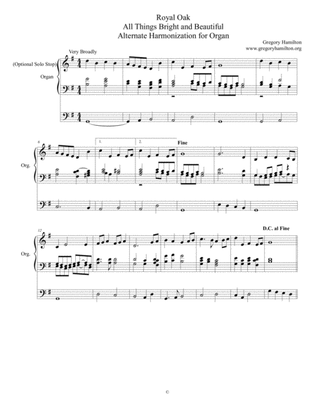Royal Oak - All things Bright and Beautiful - Alternate Harmonization for Organ