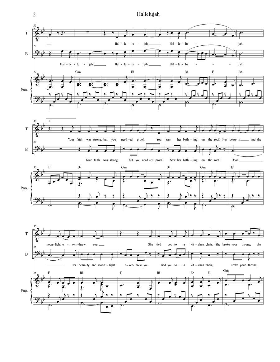 Hallelujah Hallelujah Tenor Voice scores gallery preview page 2